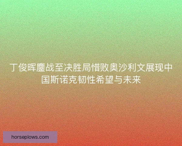丁俊晖鏖战至决胜局惜败奥沙利文展现中国斯诺克韧性希望与未来